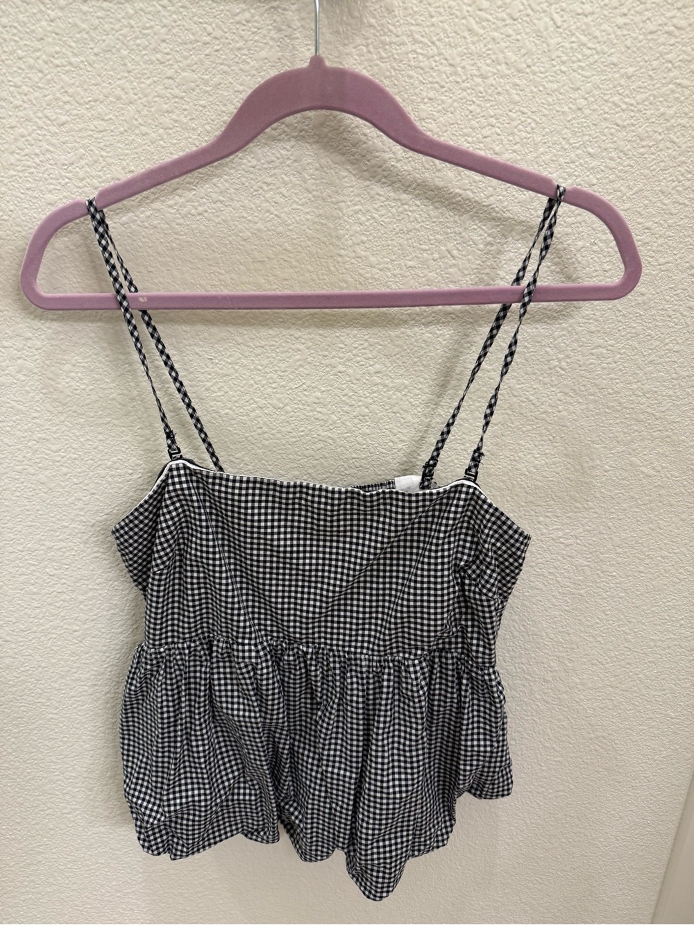 GAP Black & White Gingham Peplum Camisole